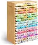 Ohuhu Bamboo Marker Organizer, Desktop Storage Hold 224 Markers for Honolulu Oahu Series of Ohuhu Markers, Pens Pencils Stationary Organizer Holder with 32 Compartments for Classroom Office Decor