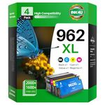 INK4U Compatible Ink Cartridges Replacement for 962XL 962 Ink Cartridges Combo Pack High Yield (Black, Cyan, Magenta, Yellow, 4 Pack)