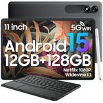 Blackview Tablets 11 inch Android 15, 12GB RAM+128GB ROM(1TB TF), 8200mAh,10W Fast Charging Android Tablet,Widevine L1,5G WiFi,13+8MP,Type-C,3.5mm Headphone Jack,Bluetooth 5.0,2 year warranty-2025