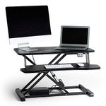 VonHaus Electric Standing Desk Converter, Height Adjustable Two Tier Computer Workstation w/Keyboard Shelf, Dual Monitor Sit Stand Riser w/Up Down Controls & Tablet Holder, 80cm Length & 20kg Capacity