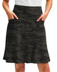 G Gradual Skorts Skirts for Women with 5 Pockets 20" Knee Length Golf Skirt Modest Long Tennis Athletic Skirts for Women, Green Camo, L