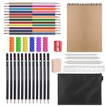 Drawing Sketching Pencils Set, 38pcs Art Kit with Black Zipper Bag, Sketch Book, Dual Ended Colouring Pencils, Eraser, Sharpener, Art Pencils Sketching Set for Adults Kids Beginners Drawing Sketching