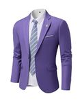 Hihawk Men's Slim Fit Blazer, One Button Casual Lightweight Jacket, Sport Coat for Daily, Purple, L