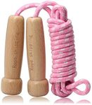 Jump Rope for Women Men Kids, EGOSKY Adjustable Wooden Handle Skipping Rope for Adult Boys Girls Fitness Exercise Outdoor Activity (Pink)