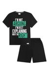 ThePyjamaFactory Boys I'm Not Arguing I'm Just Explaining Why I'm Right Short Cotton Pyjamas (12-13 Years) Black