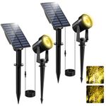 NATPOW Solar Spotlights Outdoor Garden, Solar Garden Lights, 2 Packs Landscape Spot Lights IP65 Waterproof Auto ON/Off Garden Uplighters for Pathway Garden Yard Driveway Porch Walkway(3000K)