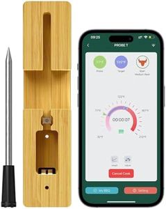 Wireless Meat Thermometer, Food Thermometer, Smart APP Control, with Charging Dock, USB C Cable, Kitchen for Oven, Grill, BBQ, Smoker, Rotisserie