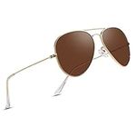 COASION Pilot Polarised Sunglasses Mens Womens Metal Frame Vintage Retro Sun Glasses UV400 Protection for Driving Fishing Gold