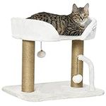 PawHut Cat Scratching Post Cat Tree Tower With Bed for Indoor Cats Scratcher Toy Balls 48 x 38 x 42cm - White