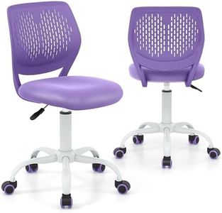 BABY JOY Kids Desk Chair, Adjustable Children Study Chair, Swivel Chair Armless Mesh Task Student Chair, Child Desk Chair with Adjustable Height & Lumbar Support Computer Chair (Purple)