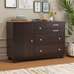 GateWay Furniture Sheesham Wood Wooden Chest of Drawers: 4 Drawers & 3 Shelves Sideboard Dresser with Ample Storage Space (Nathan, Walnut Finish)