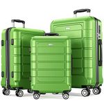 SHOWKOO Luggage Sets Expandable PC+ABS Durable Suitcase Double Wheels TSA Lock 3pcs, Green