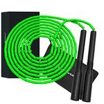 Athverv Freestyle Beaded Long Handle Jump Rope, 1 Inch Beaded Skipping Rope for Tricks (Green/Black)