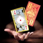 GOLD GAMES Transparent Plastic Playing Cards - Standard Deck of Cards, Waterproof, Transparent with Unique Dragon Design, Great for Poker -1 Deck (Red Box)