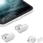 Mizi [2 Pack] Metal Anti Dust Plug, Protect Charging Port from Dust and Moist with Storage Box and Cable Clip Holder for iPhone 14 13,12,11,X,Xs,8,7, Plus, Max, Pro, Mini, iPad, AirPod - Silver