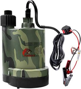 TIGEROAR 12V Submersible Pump 1500 GPH Water Transfer Pump with 20 ft. Cord and Waterfall Pump Hose Adapter for Utility Pump Camouflage Color