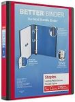 Staples 1-inch 3-Ring Better Binder, Red, 3/Pack (ST55844-CCVS)