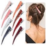 8 Pcs Hair Barrettes Duck Teeth Bows Hair Clips Alligator Hair Barrettes Hairpins Sectioning Clips Acrylic Duckbill Hair Clips Duckbill Hair Clips for Women Thick Fine Long Short Hair, Multi Colour