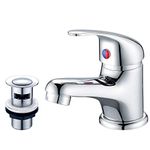 SDHouse Bathroom Sink Taps with Slotted Pop-up Waste,Chrome Mono Basin Taps Single Lever