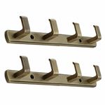 FERIO Zinc 4 Pin Bathroom Cloth Hooks Hanger Door Wall Bedroom Bathroom Robe Hooks Rail for Hanging Keys, Clothes, Towel Steel Hook (Silver) (Pack of 2, Brass Antique)