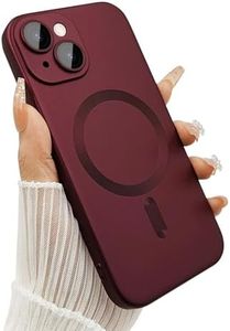 ankofave Magnetic case for iPhone 13 Phone Case for Women/Men, Matte Luxury Soft Metallic Luster Design with Camera Lens Protector, Compatible with Magsafe Case for iPhone 13 6.1"-Wine Red