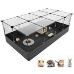 XiaZ Guinea Pig Cage with Waterproof PVC Bottom Liner & Roof & One-Hand Release Hook, Triple Fixing C&C Cage for Guinea Pigs, Bunny, Rabbit, Hedgehog, Small Animal Indoor Playpen 47''L x 24''W x 16''H
