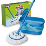 Spontex Ultra Compact Twist Mop and Bucket Set | Microfibre Mop with Built-In Self-Wringing System | 10L Foldable Bucket | Cleans Laminate, Wood & Tile Flooring | Washable Mop Head