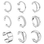 Morfetto Silver Ear Cuffs for Women Non Piercing Earring Cuff Ear Clips Earrings Women's Ear Cuffs & Wraps Chunky Ear Cuff