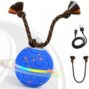 EAAGHK Interactive Dog Toy, Automatic Moving Dog Balls Smart Herding Ball for Dogs with Birdsong E-TPU Material, IPX7 Waterproof (Blue)