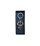 Lord Shiv Shankar Trishul Damru Om Double Side Metal Keychain (Rusty Gold)