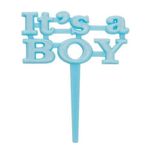 Unique Party 13661 - Plastic Blue It's a Boy Baby Shower Cupcake Toppers, Pack of 8