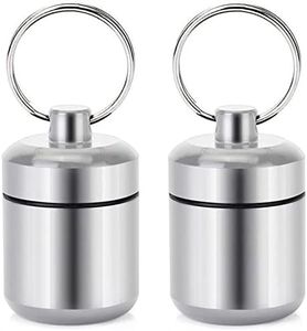 Pill Keychain Holder - 2 Pack of Small Pill Box Waterproof Pill Fob Organizer Portable Pill Holder Keychain (Grey)