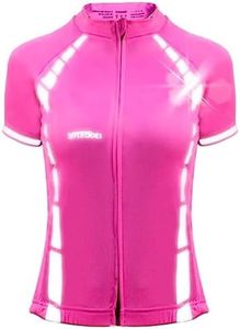 ReflecToes High Visibility Cycling Jersey - Reflective Hi-Viz Cycling Shirt Men and Women (Pink, Small)