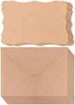 Belle Vous 50 Pack Blank Brown Kraft Paper Cards with Envelopes - 17.6 x 12.4cm/6.93 x 4.88 Inches - Flat Cardstock Set - DIY Gift & Greeting Card Making, Birthday, Wedding & Baby Shower Invitation