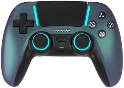 ASRVA Chrome Blue Wireless Pro Controller for PS5,4 Back Buttons,Hall Effect Joystick(No Drift),Micro-Switch,Gyro,Macro,1000mAh,RGB,Compatible with PS5/Pro/Slim/PC/iOS/Android