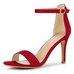 Allegra K Women's Suede Ankle Strap High Stiletto Heels Sandals Red 5.5 UK/Label Size 7.5 US