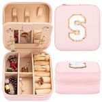 Travel Jewelry Box, Small Travel Jewelry Case with Mirror, Portable Jewelry Organizer Box for Women Girls Travel Essentials, Mini Jewellery Travel Case for Valentine's Bridesmaid Gifts (S)