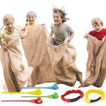 JOYIN Sports Day Kit Potato Sack Race Bags for Kids Burlap Bags Adults Egg and Spoon Race Games 3-Legged Relay Race Outdoor Lawn Games Kids Party Favor