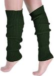 Milumia Women's 1 Pair Ribbed Knit Leg Warmers 80s Boot Long Socks Army Green One Size