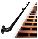 XHP 1ft -20ft Stair Handrail Black Industrial Metal Pipe Stair Handrail for Elderly Kids interior and Outside Corridor Attic Deck Loft Steps Hand Rail Banister (Size : 10ft/300cm)