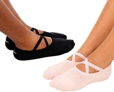 Pretty Girls Plank™ Pilates Grip Socks for Women – Non Slip Ballet Inspired Studio Socks for Barre, Yoga & Reformer (2, Blush Pink/Black), Women's US Sizes 6-10