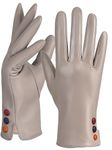 GSG SINCE 1998 Womens Chrome-free Leather Gloves Sheepskin Wool Lined Winter Warm Driving Gloves Beige Medium