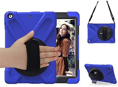 iPad Air 1 Case for Kids 2013, TSQ Case for iPad Air 1st Generation 9.7 Inch Full Body Rugged Hybrid Rubber Protective Cover w/Swivel Stand Hand Grip Shoulder Strap for iPad Air 1st Gen Blue