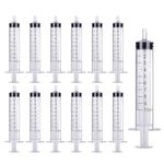 12 Pack 10ml Syringe Sterile Individual Wrap, Disposable Plastic Syringes without Needle for Science Labs, Glue Applicator, Feeding Pets, Measuring Liquids (12x10ml)