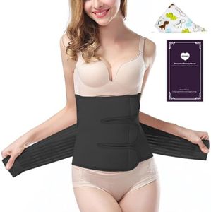 XJCKING Postpartum Belly Band Wrap Belt, C Section Binder - Faja Postparto Cesarea Post Pregnancy Waist Trainer Recovery Support Girdle, After Delivery Bandit Body Shaper Shapewear Black