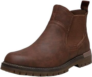 Jousen Chelsea Boots Casual Slip On Ankle Waterproof Mens Boots(AMY8119A brown 10.5)