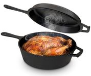 KICHLY Combo Cooker Cast Iron Dutch Oven with Lid 2 in1, Pre-seasoned Multi Cookware Skillet, 3.2QT Cast Iron Pan Dutch Oven Deep Pot with Frying Pan 10.25 Inch, Grill Induction Stovetop Camping