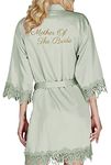 Y WJing Yi Jia Bride Robe Womens Kimono Robes Satin Bridesmaid Wedding Party Robes Bridal Morning Robe Silk Robes Lace Trim Silky Dressing Gown Monograms