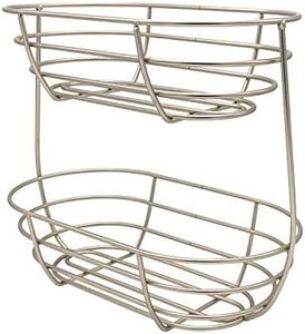 Spectrum Diversified Euro Arched Server Contemporary Stacked, 2-Tier Bowls for Modern Kitchen Counters, Sleek Fruit Basket Stand, Satin Nickel