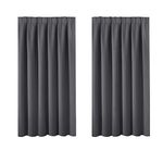 BellaHills Blackout Curtain Window Panel Drape Thermal Insulated Window Covering Room Darkening Pencil Pleat Top Drapery for Living Room 66 x 54 Inch, 2 Panels, Charcoal Grey